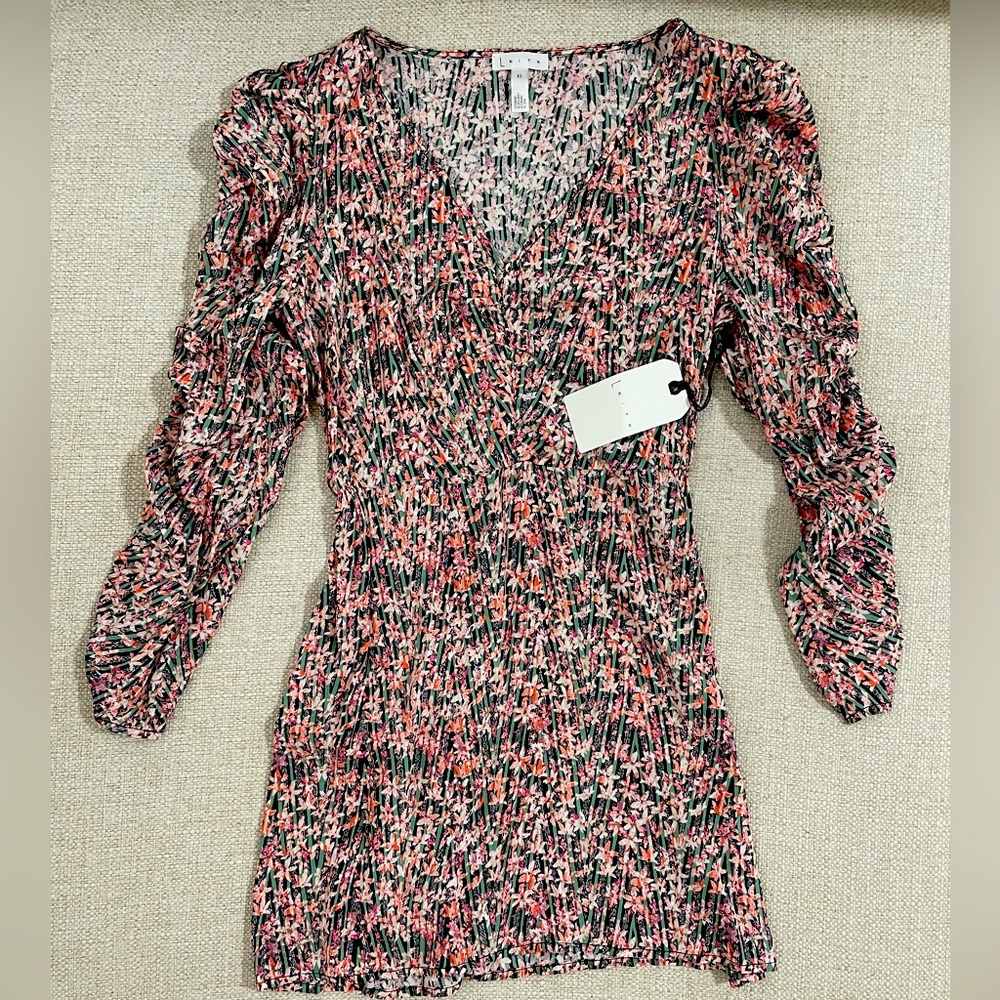 Leith pink smoke tossed floral Xsmall dress
